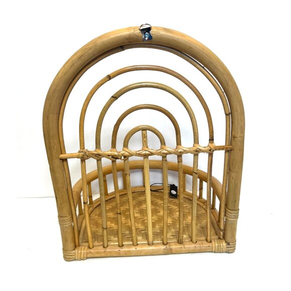 Accent Decor Rattan Rainbow Wall Mount Wicker Shelf & Hanging Basket Organizer - Picture 3 of 8